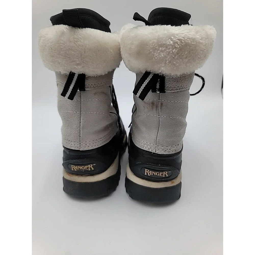 Ranger Winter Snow Boots Women's Size 8‎ Gray Black Faux Fur Thermolite Lined